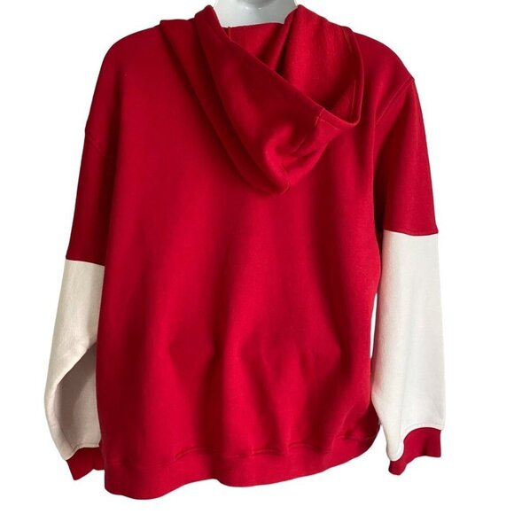 Red Oak Sportswear Mens Pullover Hoodie Sweatshirt with Pocket Red White XL - Picture 6 of 15